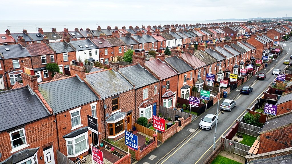 Blackpool residential neighbourhood showing property for sale signs — active property market