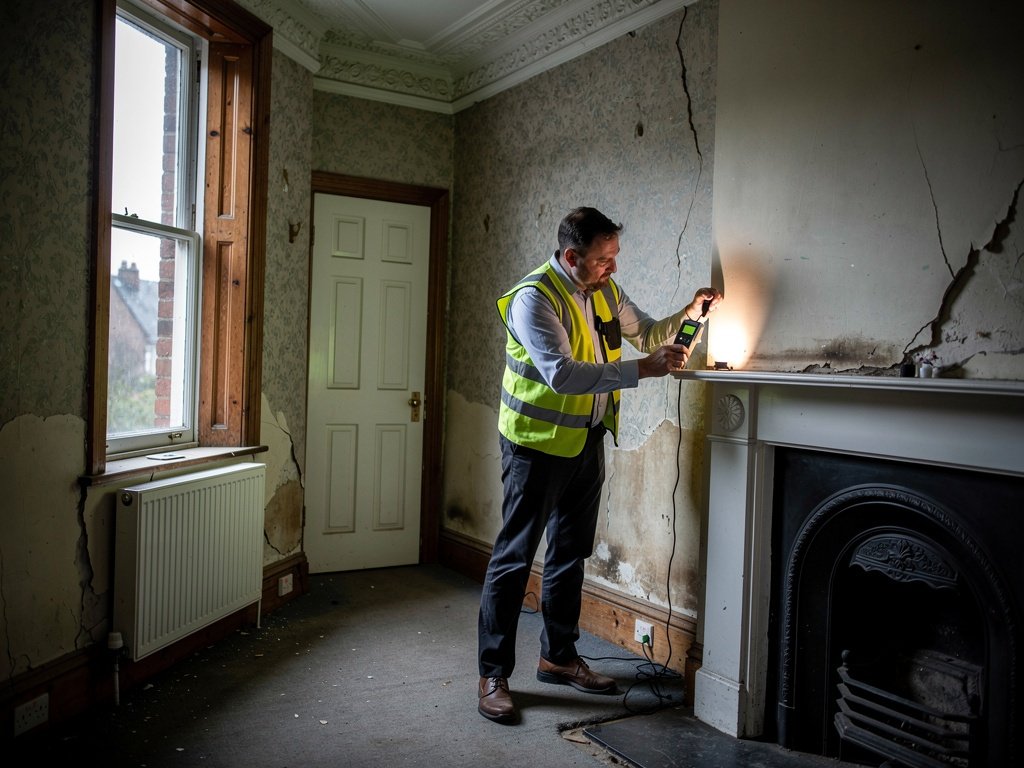 Surveyor inspecting a property interior during a RICS Level 2 home buyer survey in Blackpool